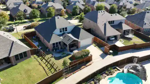 Aerial view of cedar fencing around a North Texas neighborhood.